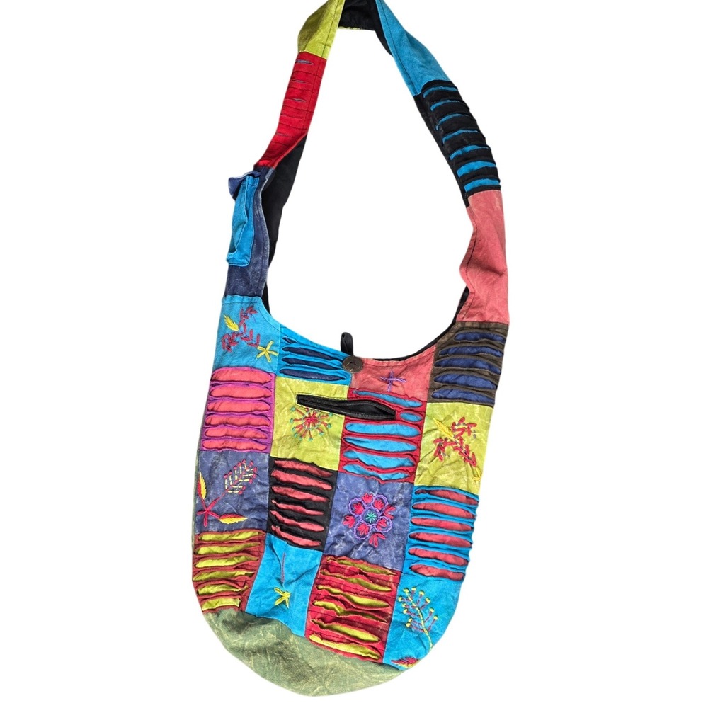 KPC Nepal Cotton Patchwork Crossbody Boho Sling Bag Embroidered‎ Hobo Hippie